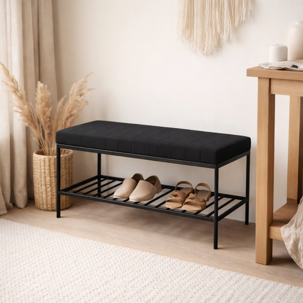 Banc Vita - noir, acier, 100x36x48,5cm en situation