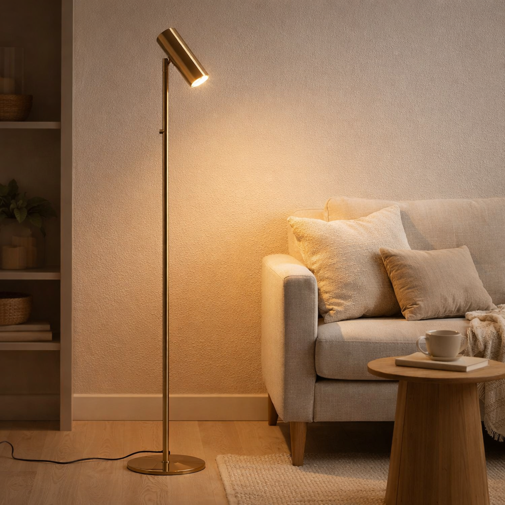 Lampadaire Paris - Laiton, Acier, 25x25x150 cm en situation