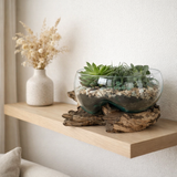 Goutte d'eau de Saint-Marin - Bois de teck, Verre, Acier, Naturel - 26x26x20 cm en situation