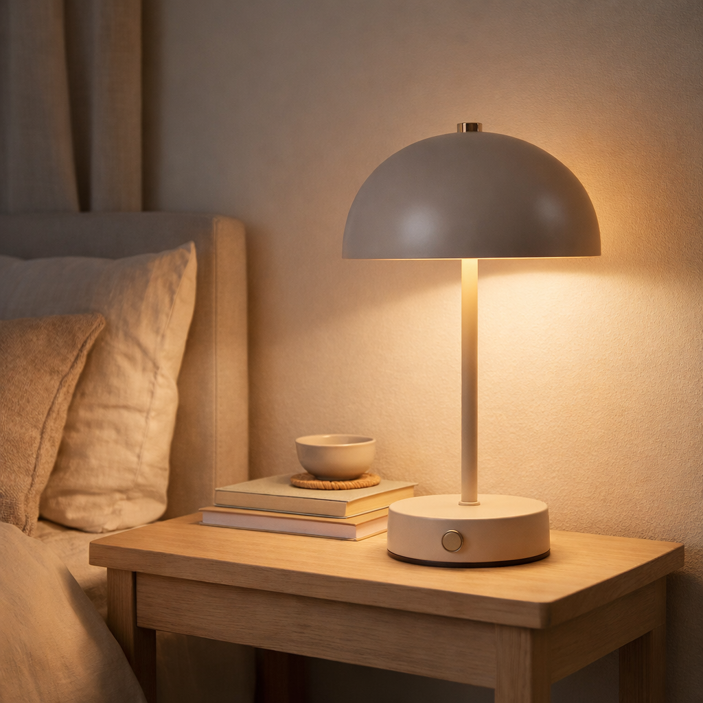 Lampe de table LED Holt – Sable, Métal, Rechargeable en situation