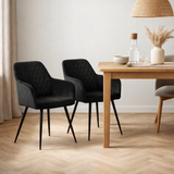 Chaise de salle à manger Harbo - Velours, Acier, Noir - Lot de 2 en situation