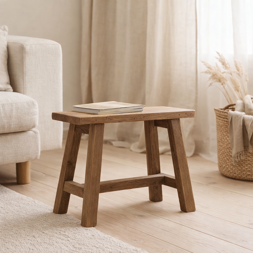 Banc Barcelona - Naturel, Teck, 50x25x45cm en situation