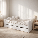 Lit pour matelas 90x200 cm avec 1 tiroir en situation