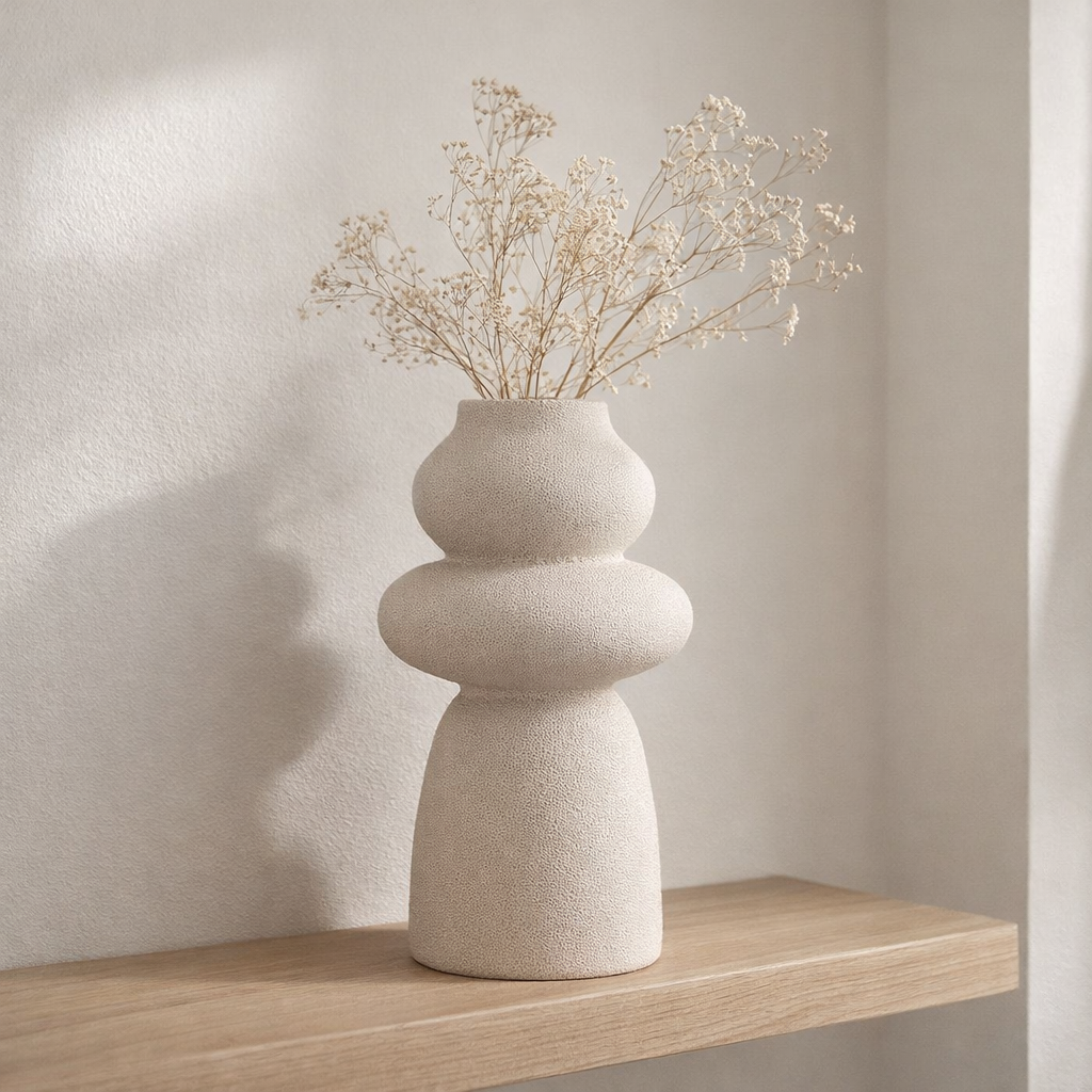 Vase - Beige, Grès, Ø14,5x26,5 cm en situation