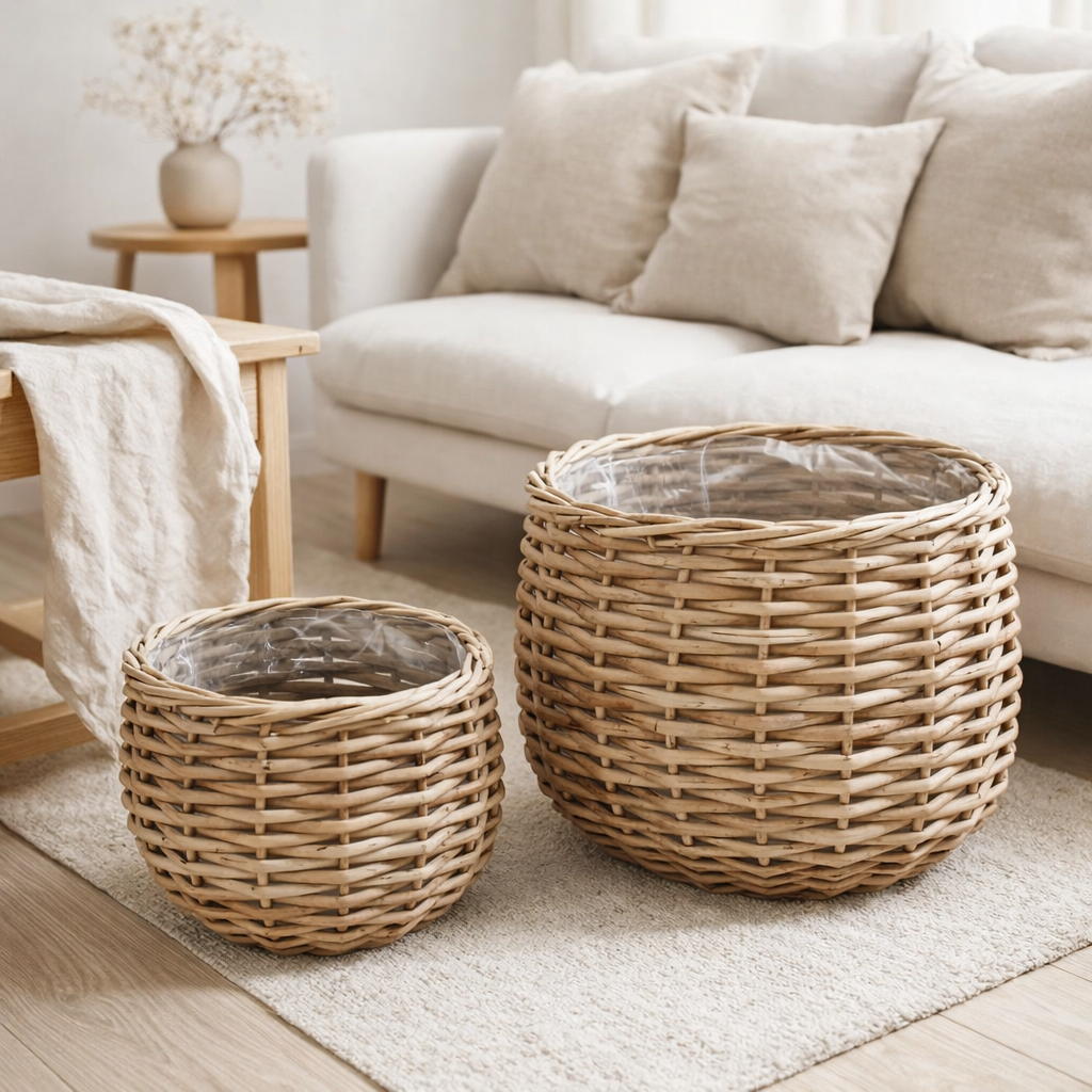 Paniers Island - Forteresse en Rotin, Naturel - Lot de 2 en situation