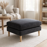 Pouf Bologna - Gris foncé, Mousse/Polyester/Hêtre, 52x68x42 cm en situation