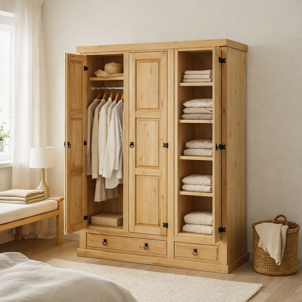 Armoire avec 3 portes et 2 tiroirs en situation