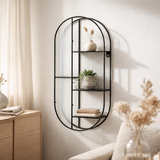 Newcastle Shelf - Etagère, acier/verre, noir, 3 étagères, 32x11x68 cm en situation