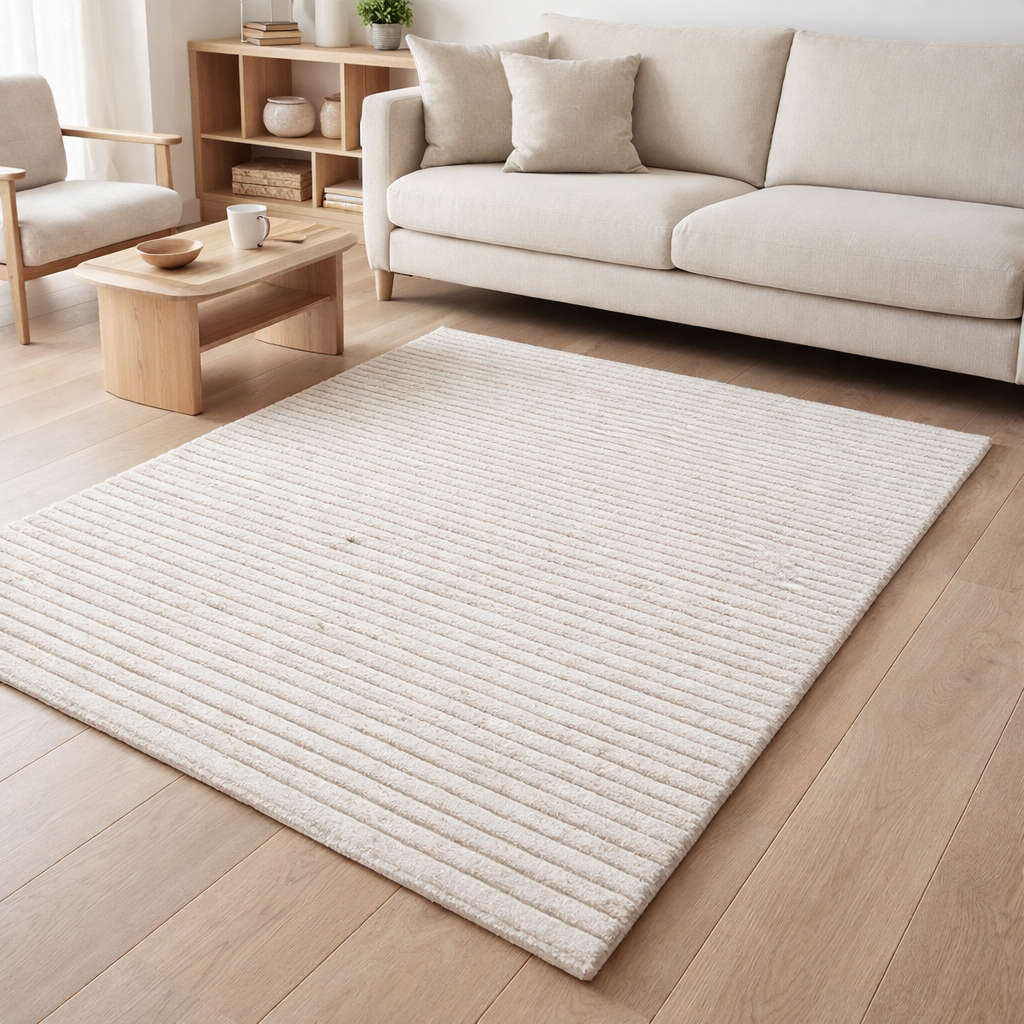 Tapis Mango - Ivoire, Tufté Main, 160x230cm en situation