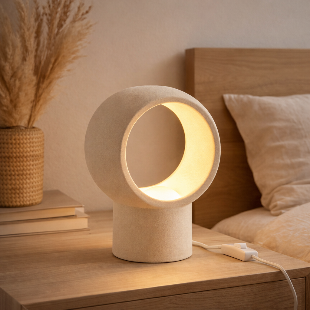 J-LIGNE LAMP CERCLE GLOBLE - VERRE / CERAMIQUE - BEIGE en situation