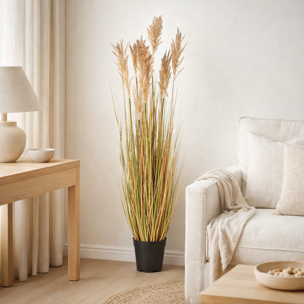 Herbe de sorgho - Naturel, Plastique PE/Polyester, 35x30x110 cm en situation