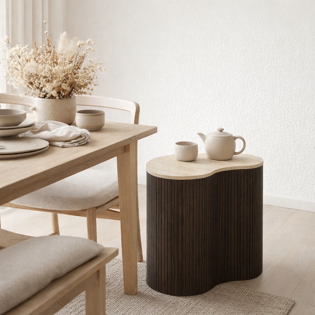 Table d'appoint Cadix - Brown foncé, MDF / papier de décoration, 50x33x44 cm en situation