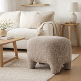 Pouf Nazare - Beige, Polyester/Mousse/Contreplaqué, 53x41x38 cm en situation
