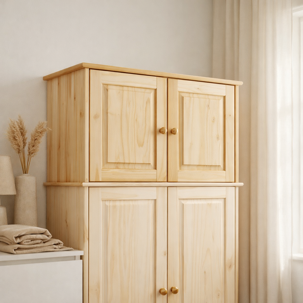 Fixation d'armoire avec 2 portes en situation