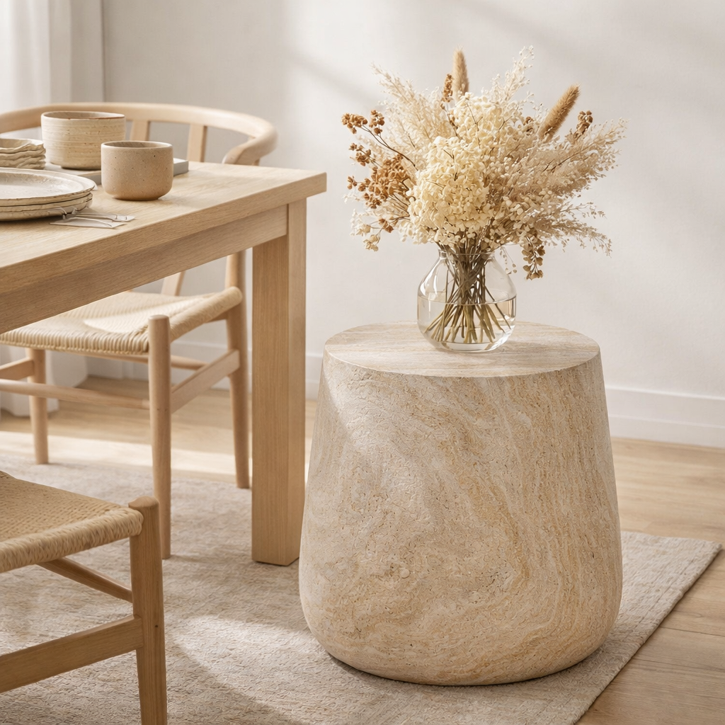 Table d'Appoint Bonn - Naturel, Fiberclay, ø47,5x41 cm en situation