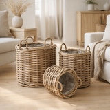 Burton Paniers, rotin kubu, nature, lot de 3 en situation