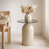Ravello Table d'appoint, verre trempé/métal, gris/beige, ø40x52 cm en situation