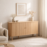 Nikko Buffet - Naturel, MDF/Pin, 140x40x79 cm en situation