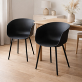 Chaise de salle à manger Roda - Noir, PP/Acier, 53x54,5x79 cm - Lot de 2 en situation