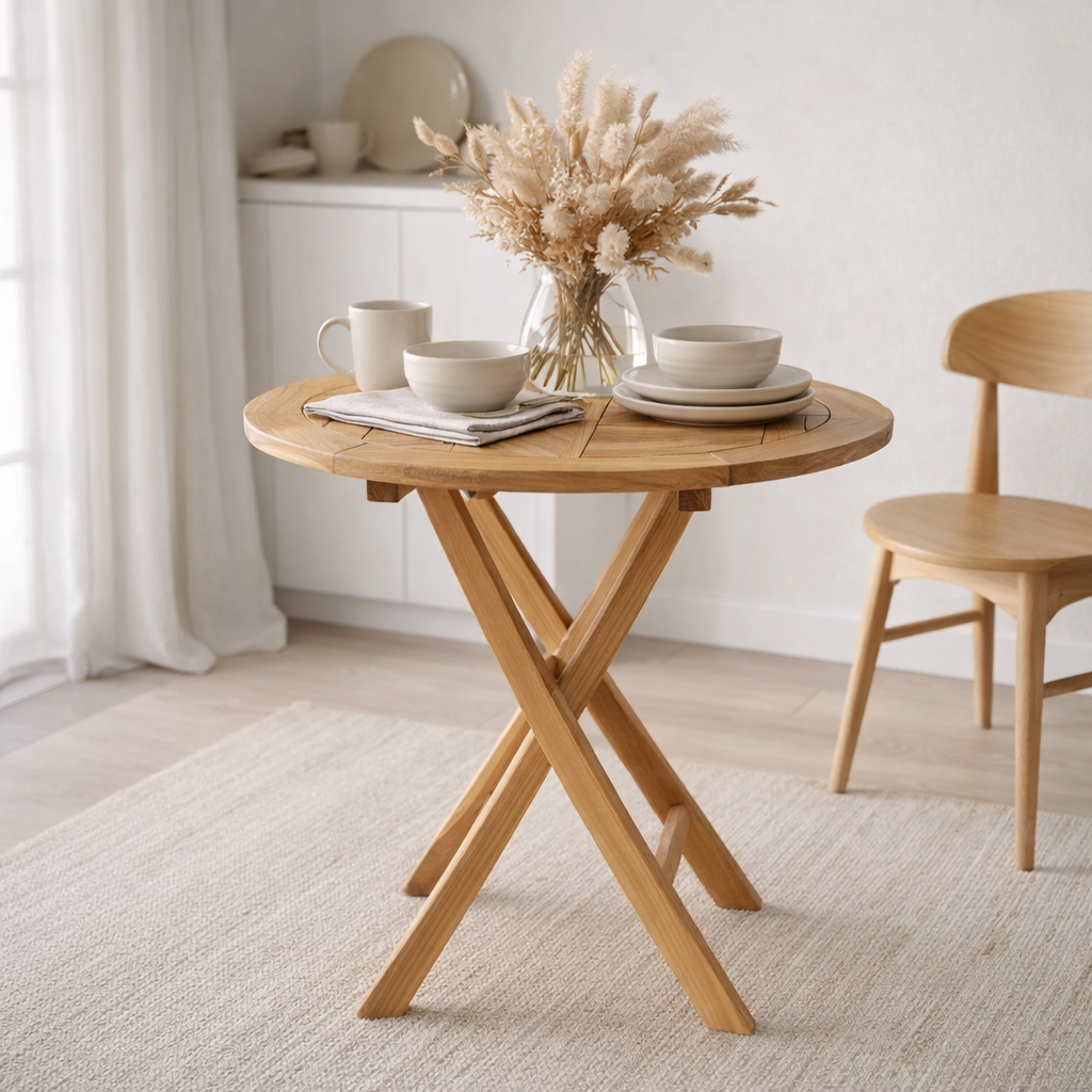 Table d'Appoint Oviedo - Naturel, Teck, Ø70x75 cm en situation