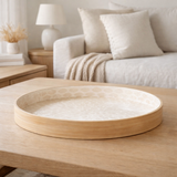 Plateau - Plateau, bambou/capiz, beige, 40x40x3,5 cm en situation