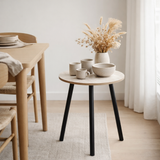Table d'Appoint Aalst - Acier, MDF, Noir, Beige - Ø40x40 cm en situation
