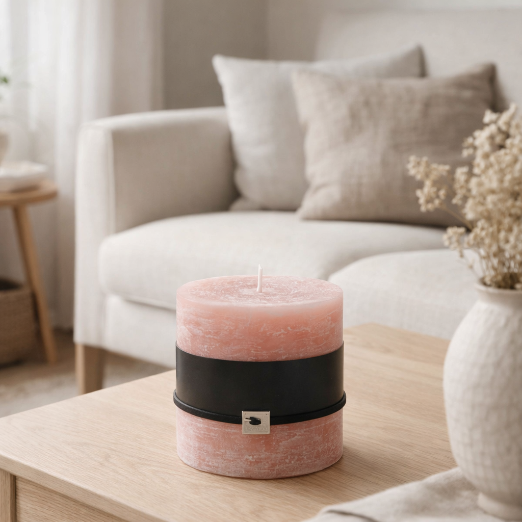 Bougie cylindrique J-Line - terre cuite - 65U en situation