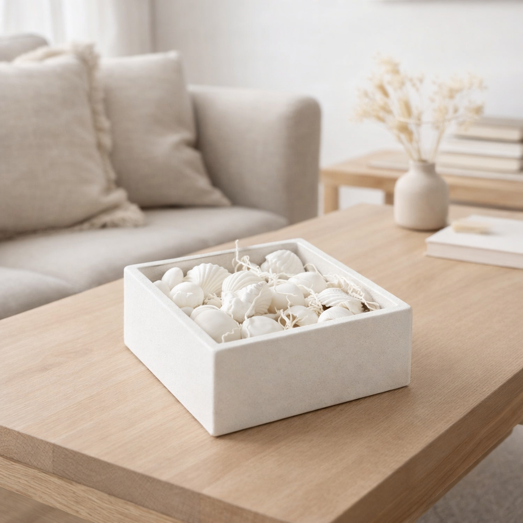 J-Line Box Carré Coquillages Blanc en situation