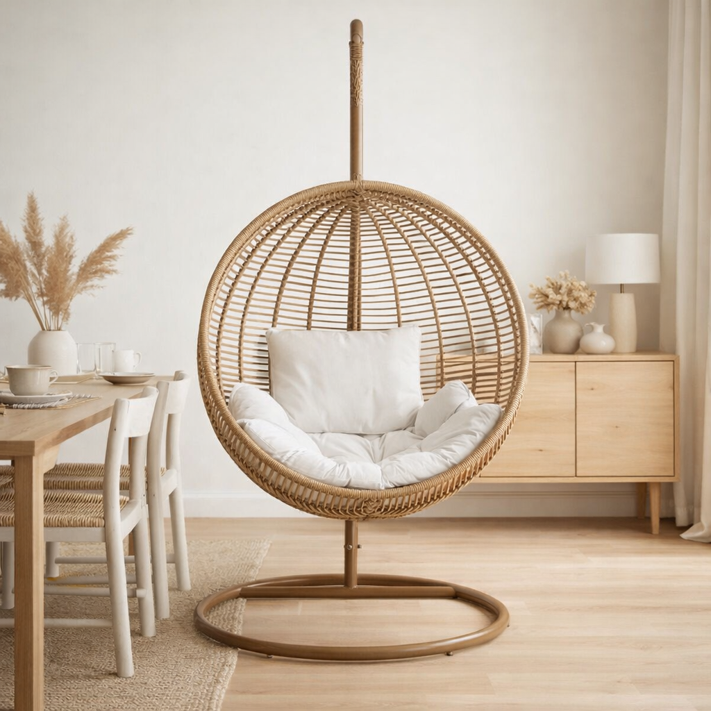 Chaise suspendue J-Line Ronde - acier - naturel en situation