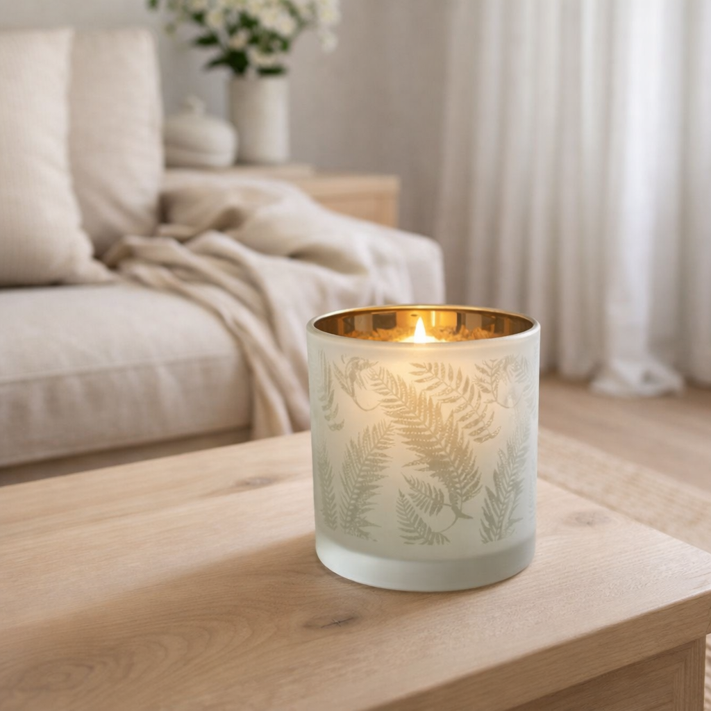 Lanterne J-Line Leaf - verre - blanc/vert - grande en situation