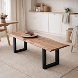 Banc 150 cm, naturel, structure noire en situation