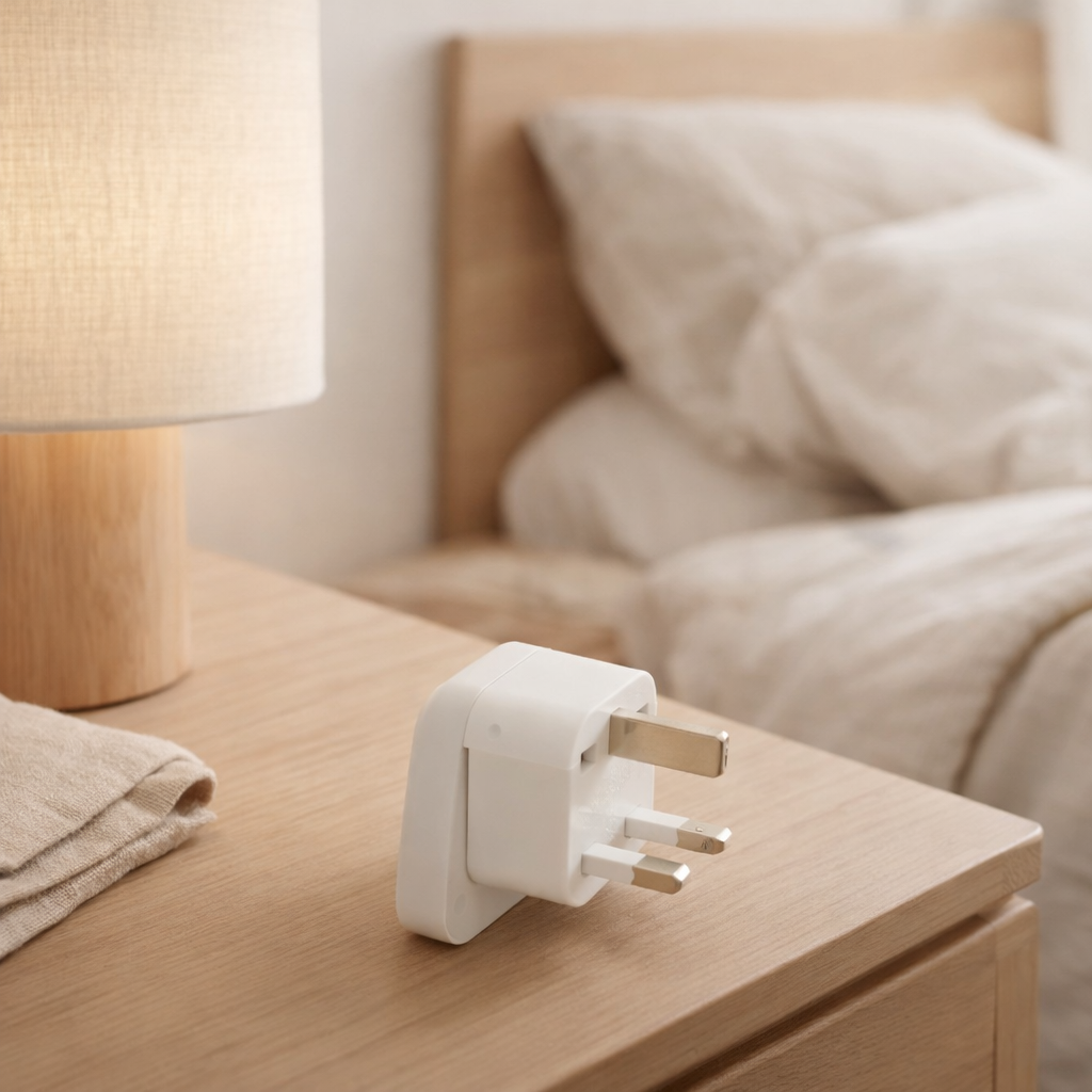 Prise de voyage J-Line UK - plastique - blanc en situation