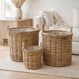 Paniers Sema - Naturel, Cube en Rotin - Lot de 3 en situation