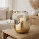 Lanterne J-Line Zoe Rond - verre - or - grand en situation