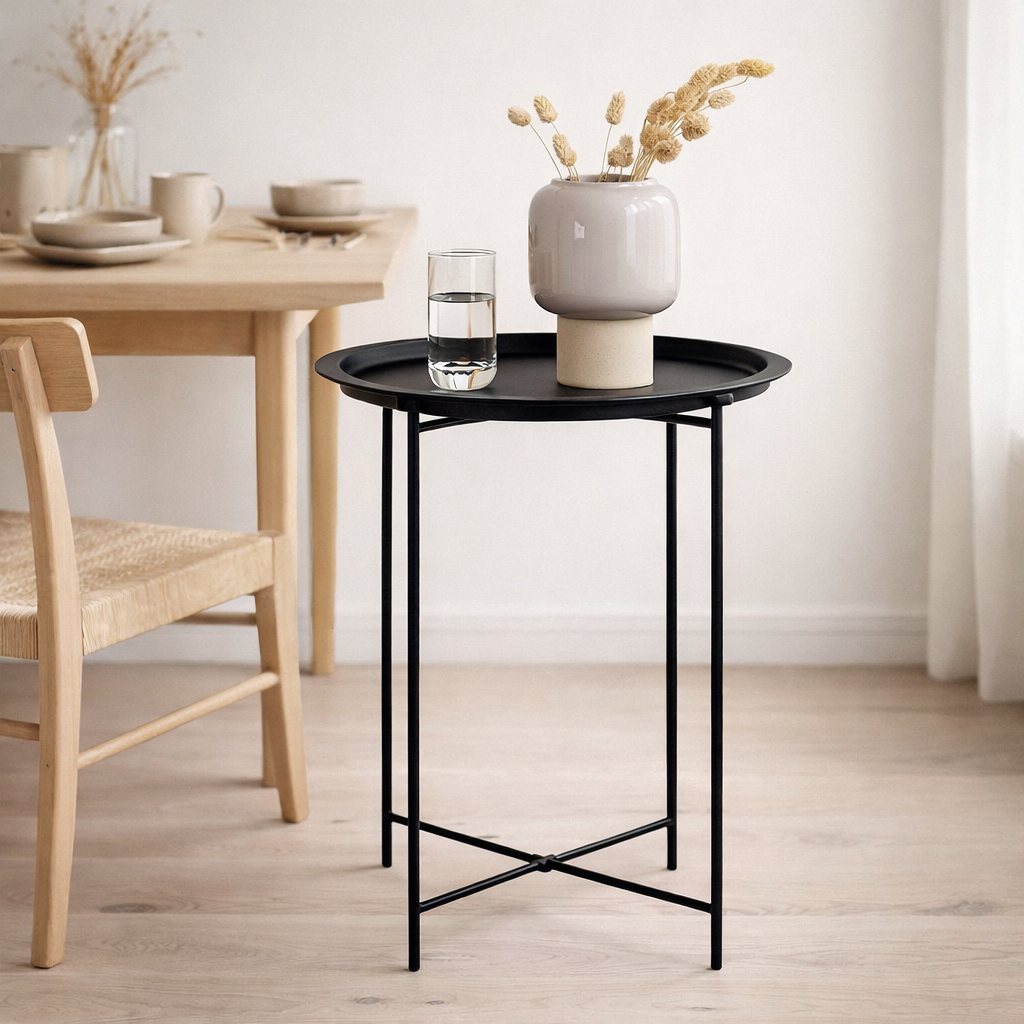Table d'Appoint Bastia - Acier, Noir - Ø47x50 cm en situation