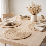 Set de Table Bombay - Naturel, Jute, Ø38cm - Lot de 4 en situation