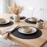 Set de Table Bombay - Gris Foncé, Jute, Ø38cm - Lot de 4 en situation