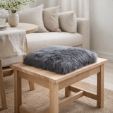 Assise en Peau d'Agneau Artificielle - Gris, Polyester, 40x40x6,5 cm en situation