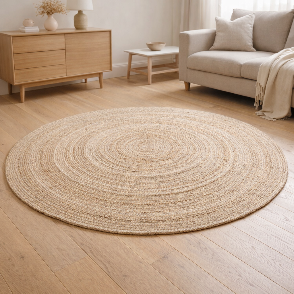 Tapis Bombay - Naturel, Jute, Ø180cm en situation