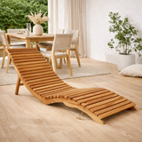 Chaise longue Arrieta - Naturel, Teck, 160x50x25 cm en situation