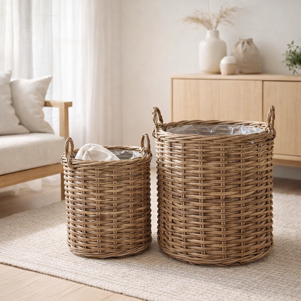 Paniers Indo - Rotin Kubu - Lot de 2 en situation