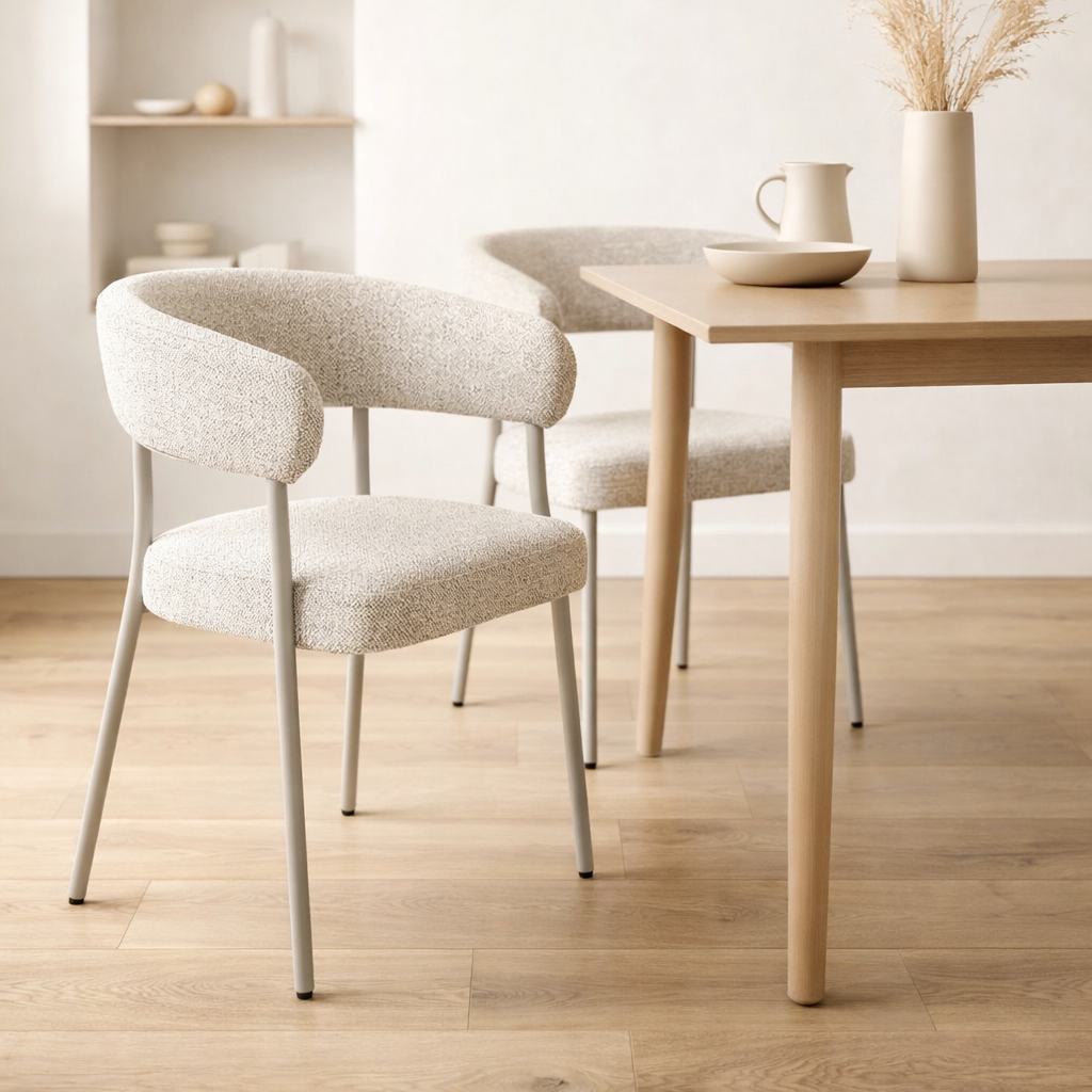 Chaise de salle à manger Trivio - Sable, Acier/Tissu/Contreplaqué, 56x57,5x77 cm - Lot de 2 en situation