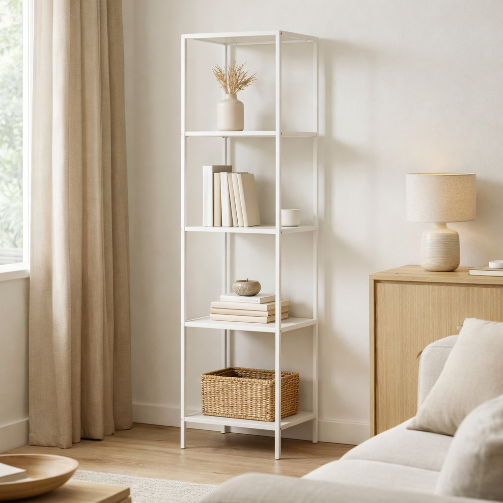 Étagère Vita - blanc, acier, 51x35x170cm en situation