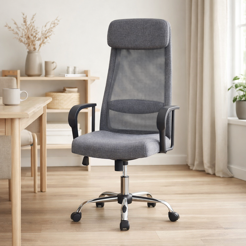 Chaise de bureau, grise en situation