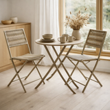 Arcas Ensemble Bistro, 2 chaises et 1 table, polyester/acier, taupe en situation