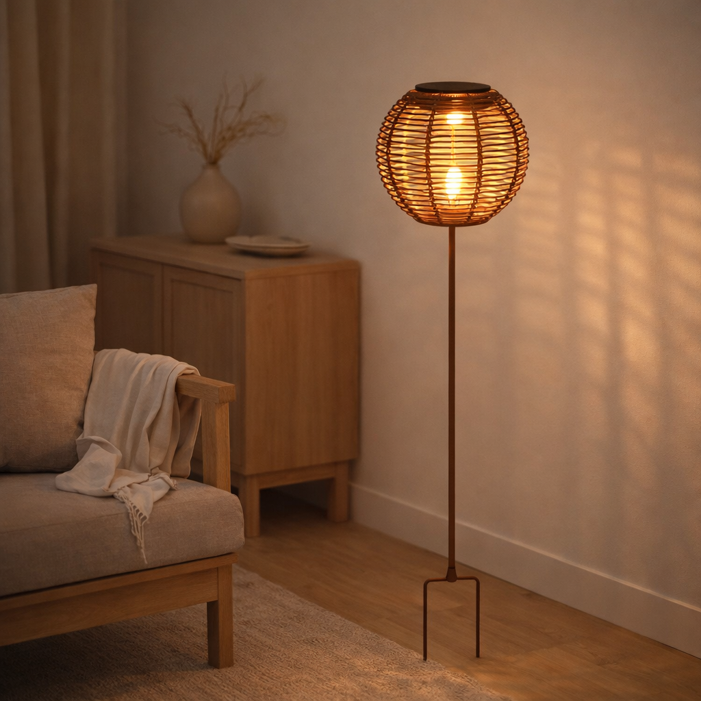 Lampe Carlisle, rechargeable avec panneau solaire intégré, nature en situation