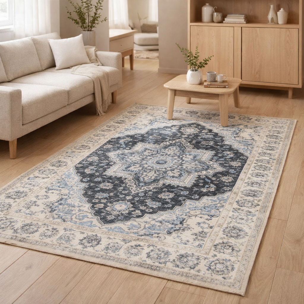 Tapis Havana - Bleu, Chenille Polyester, 160x230cm en situation