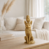 J-Line Vos + Owl Polyresin Gold colored en situation