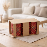 Tasse J-Line Plaid - céramique - rouge - lot de 4 en situation
