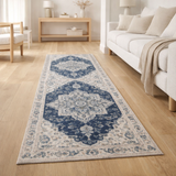 Tapis de Couloir Havana - Polyester Chenille, Bleu - 80x200 cm en situation